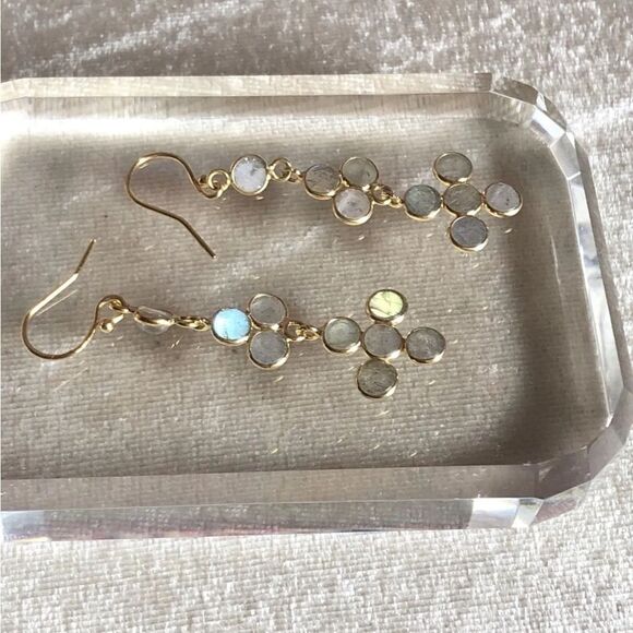 Malagasy Labradorite Dangle Earrings in 14k yg/ Sterling Silver 4.60 - Picture 9 of 10